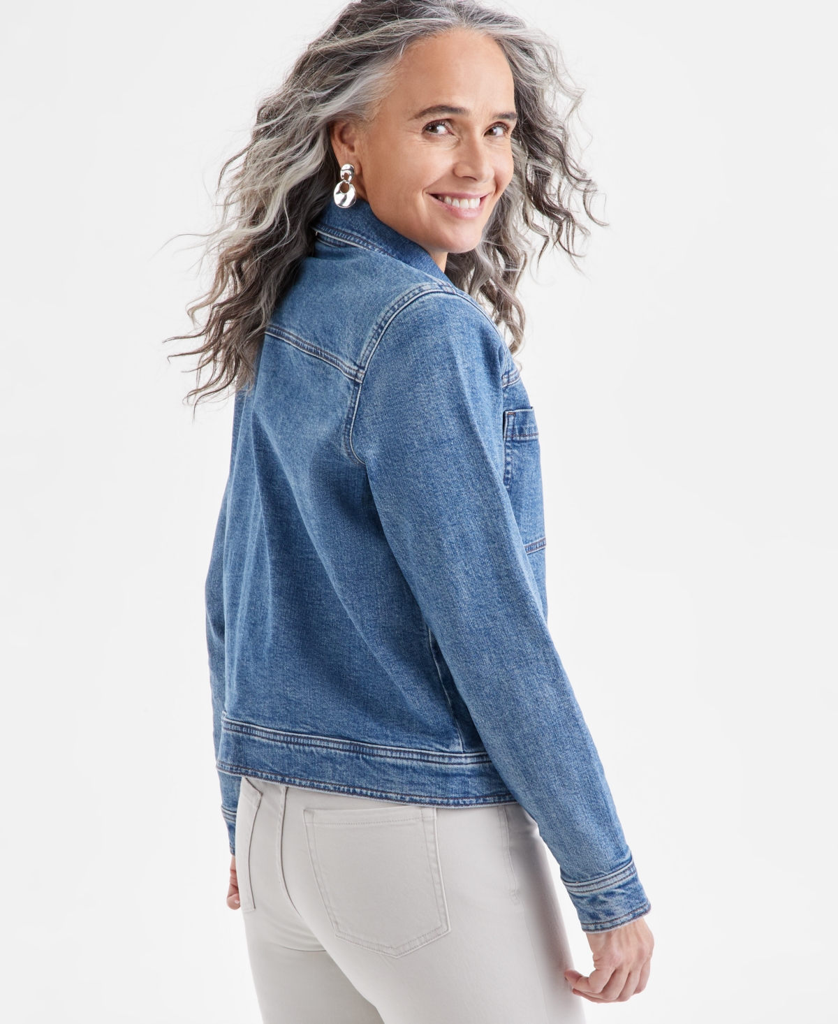 Shop Style & Co Women's Relaxed Denim Jacket, Exclusively At Macy's In Date Wash