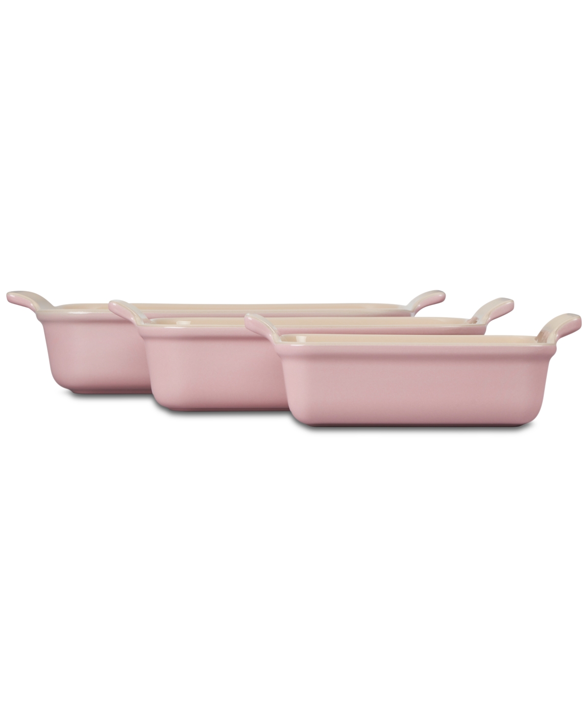 Le Creuset 3-pc. Heritage Rectangular Stoneware Dish Set In Chiffon Pink