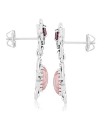 Sterling Silver Rhodochrosite Red Garnet Desert Bloom Dangle Earrings