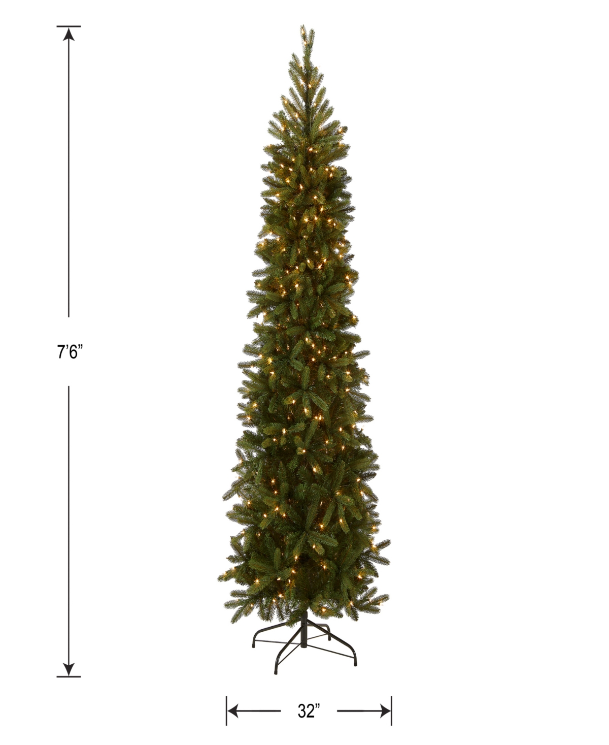 National Tree Feel Real Grande Fir Pencil Slim Hinged Tree with 350 Clear Lights