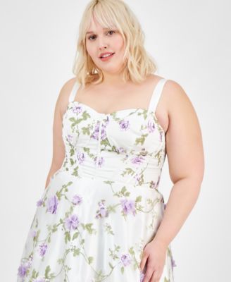 Trendy Plus Size Floral Print Applique Gown