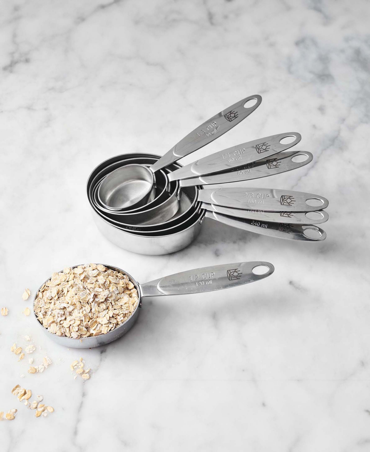 King Arthur Baking Company Easy Scoop 7-piece Oval Measuring Cup Set In Silver
