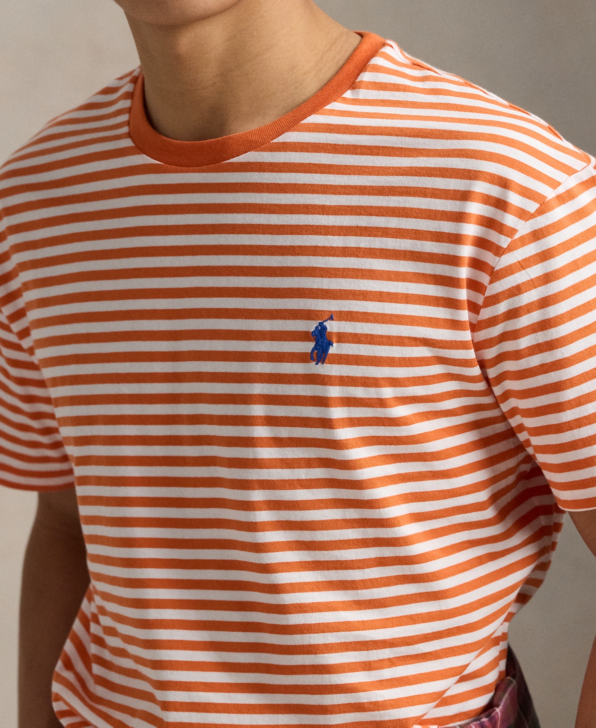 Polo Ralph Lauren Men's Classic-Fit Striped Jersey T-Shirt -white