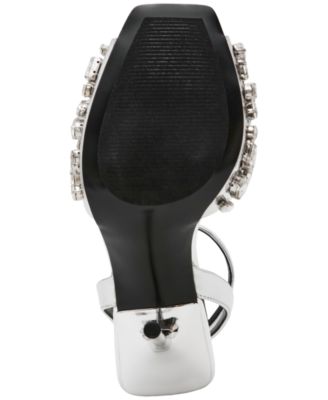 Women's Lilac Rhinestone Peep-Toe Two-Piece Sandals