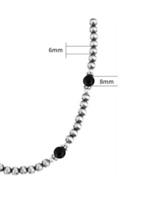 Sterling Silver and Black Onyx Bead Necklace, 17 to 20 Inches