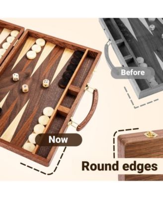 Backgammon Board Game Set (15 Inches) for Adults and Kids