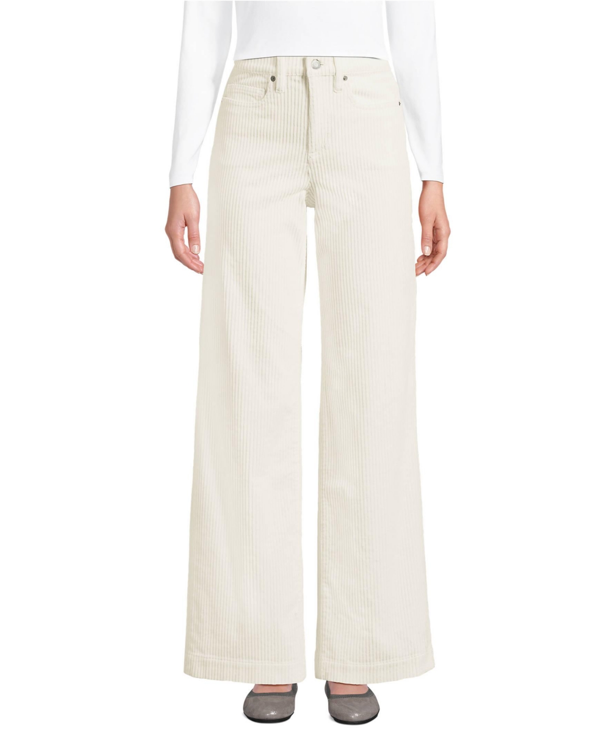 Women's High Rise Wide Leg Corduroy Pants - Ivory