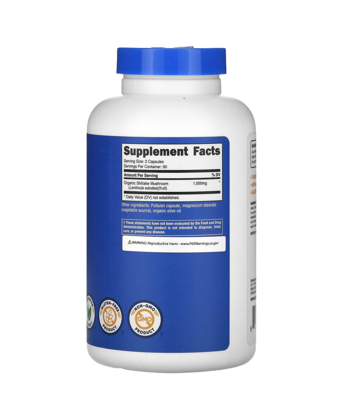Nutricost Shiitake Mushroom 1 000 mg - Capsules (500 mg per Capsule)