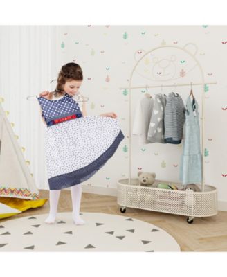 Kid Clothes Rack with 3 Adjustable Heights and Wheels