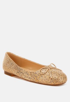 Womens Apollon Bow Detail Embossed Suede Ballerinas