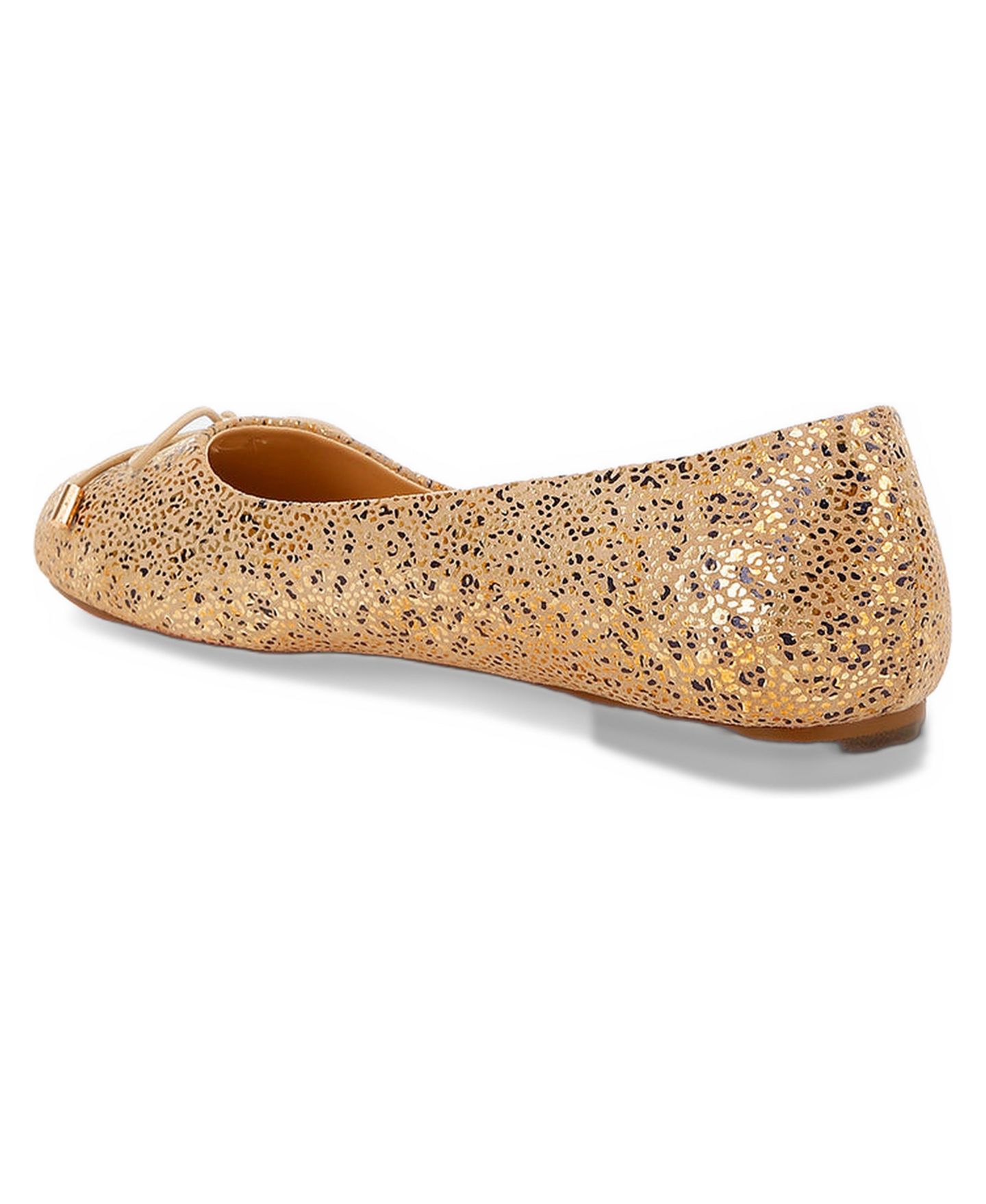 Женские балетки Rag & Co Apollon Bow Detail Embossed Suede Ballerinas, цвет: Золотой — фото 3
