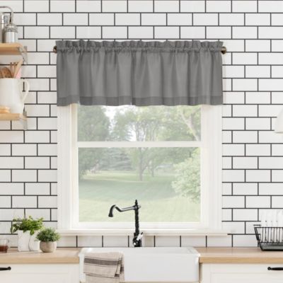 Martine Microfiber Semi-Sheer Rod Pocket Kitchen Curtain Valance and Tiers Set