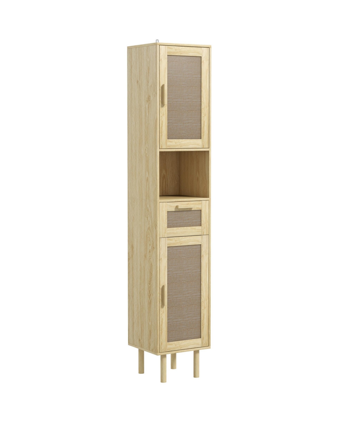 Homcom Tall Bathroom Storage Cabinet with Rat Doors, Distressed
