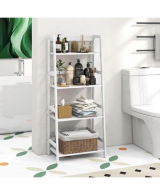 47.5 Inch 4-Tier Multifunctional Bamboo Bookcase Storage Stand Rack