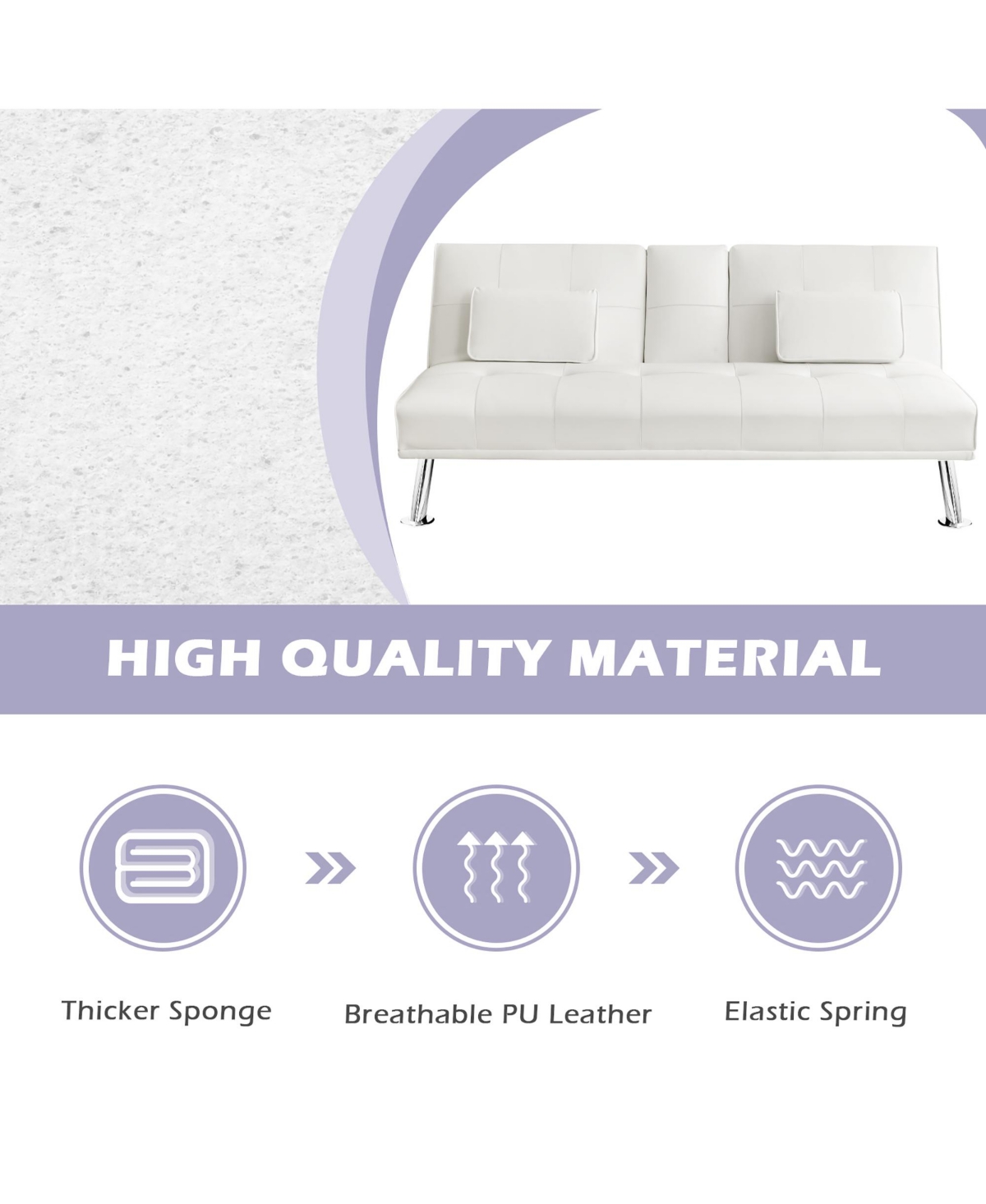 Costway Convertible Folding Futon Sofa Bed Leather