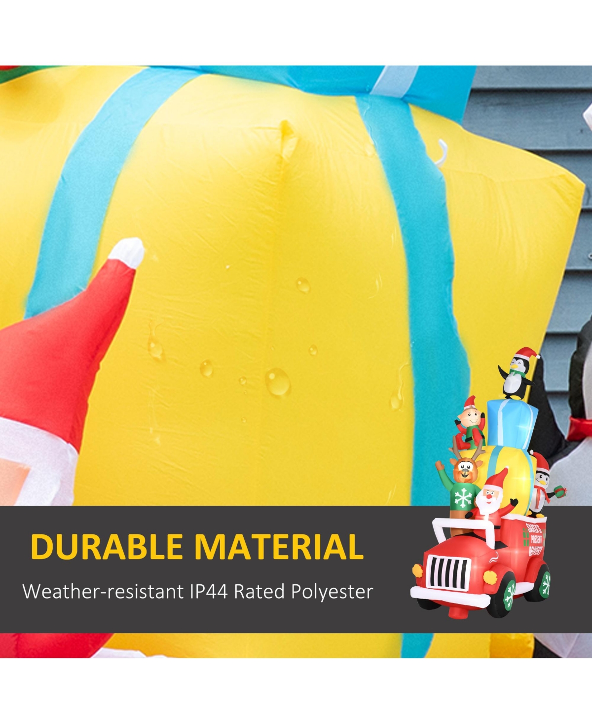 Outsunny 9ft Inflatable Santa Claus Drives a Car with Built-in Led for Garden