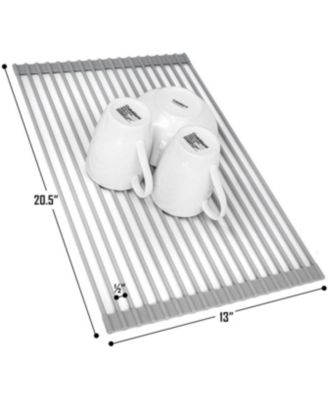 Roll-Up Dish Drying Rack, Over the Sink Dish Drainer, Multipurpose Drying Rack for Dishes, Fruits & Vegetables, Silicone Coated Stainless Steel