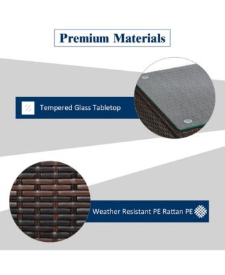 3 PCS Patio Rattan Furniture Set Coffee Table & 2 Rattan Chair