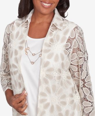 Women's Coming up Roses Medallion Lace Two in One Top with Necklace