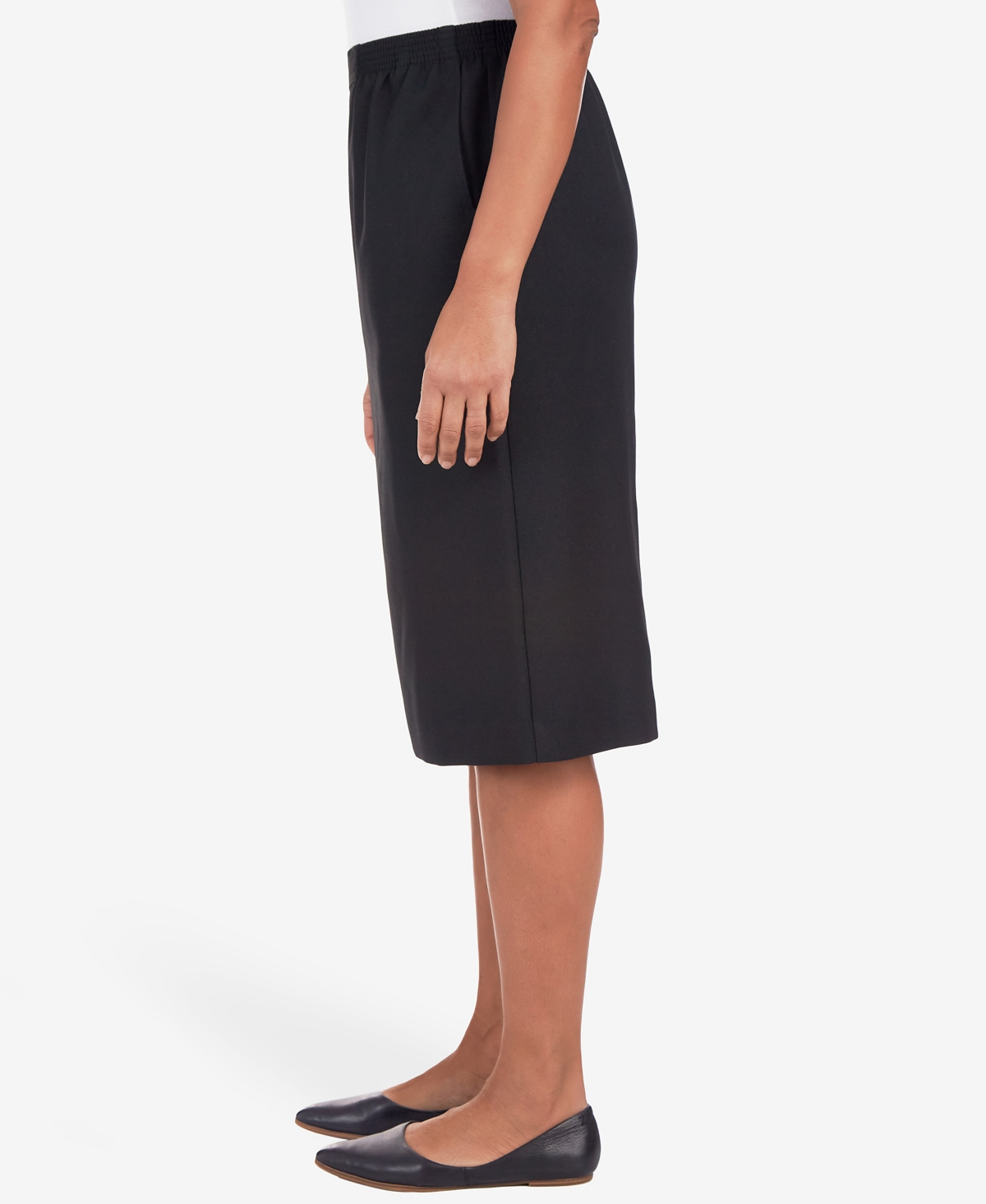 Shop Alfred Dunner Women's Cinch Waist Midi Skirt With Slant Pockets In Black