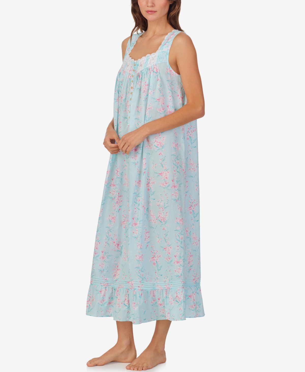 Shop Eileen West Women's Sleeveless Ballet Nightgown In Aqua Floral