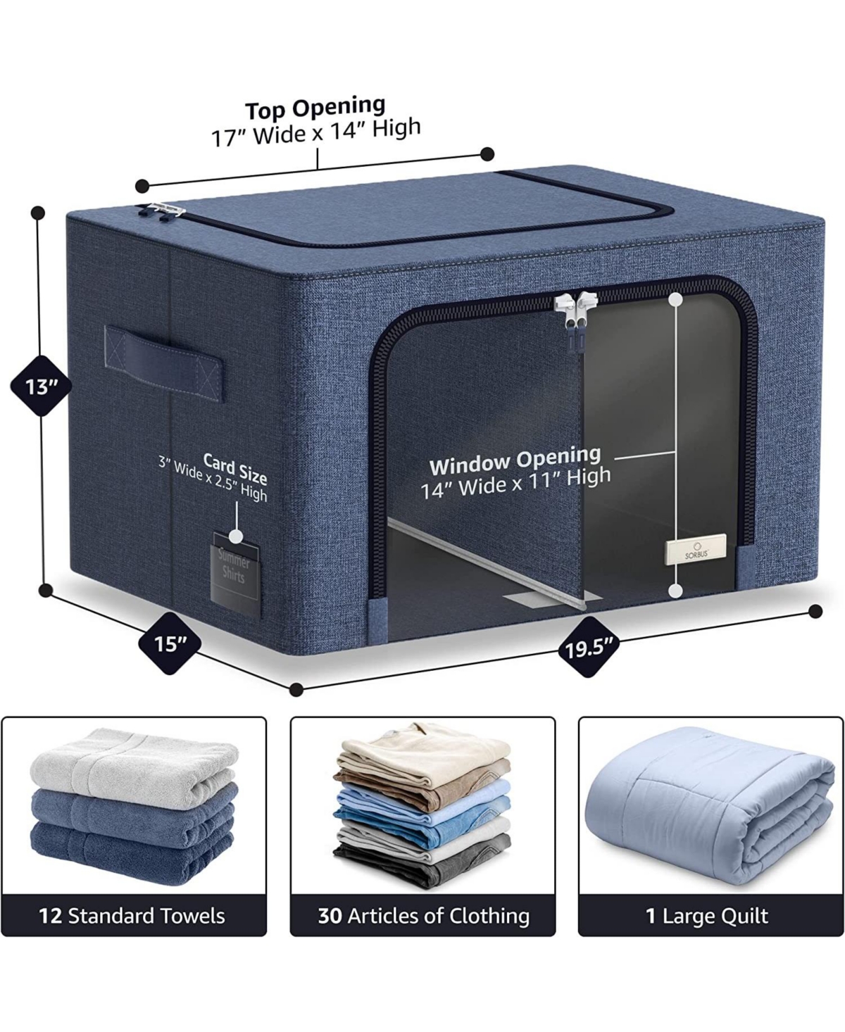 Sorbus 2 Pack Foldable Storage Box - Metal Frame, Oxford Fabric, Window & Handles - Organization for Bedroom, Linens & Clothes (Beige - Aq