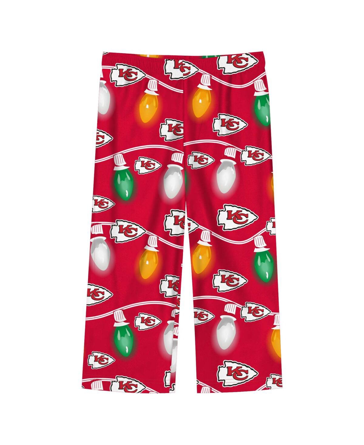 Outerstuff Toddler Kansas City Chiefs Two-piece Garland Holiday Long Sleeve Pajama Set In Red