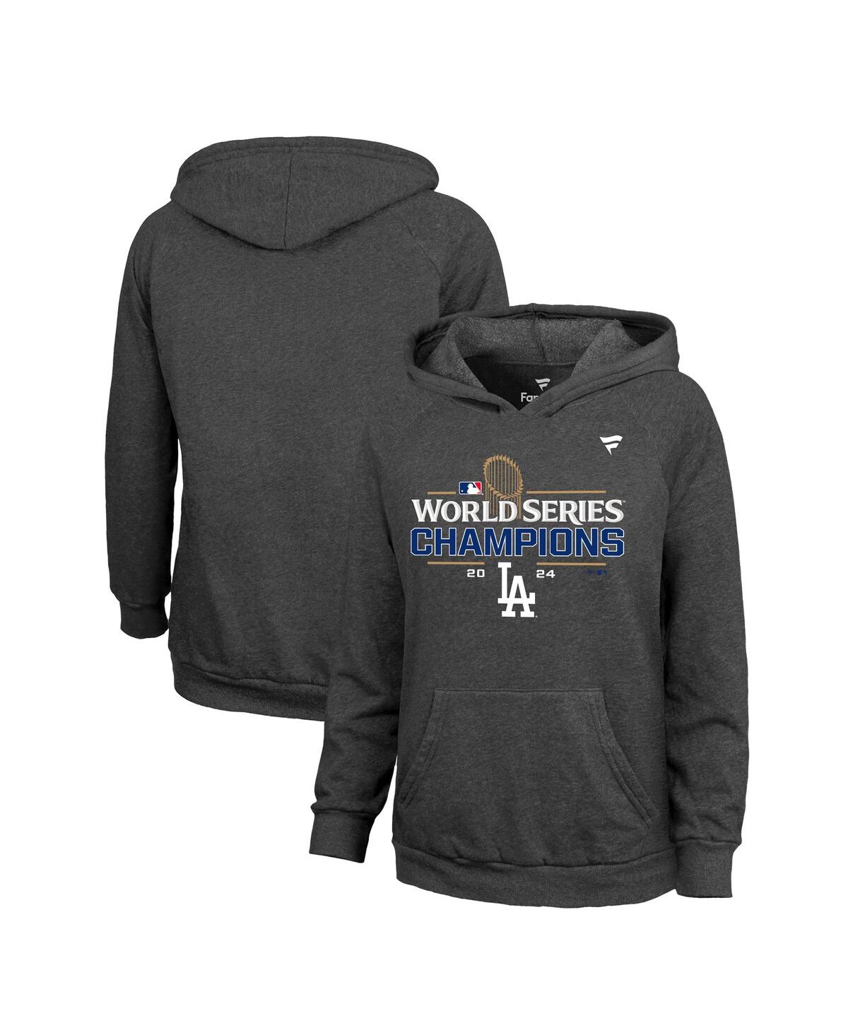 Fanatics Women's Charcoal Los Angeles Dodgers 2024 World Series Champions Locker Room Pullover Hoodie In Charcoal