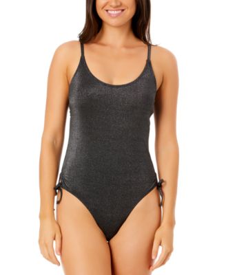 Juniors' Lurex Open-Back Scoop-Neck One-Piece Swimsuit, Exclusively at Macy's