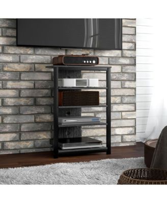 TV Sd with 4-Tier Storage Shelves and Steel Frame,