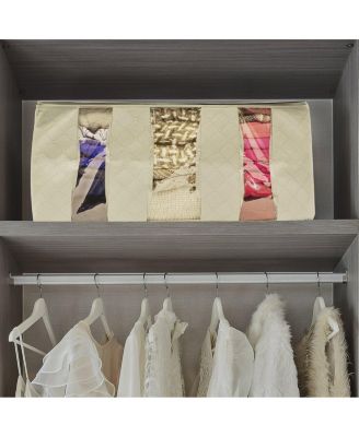 Foldable Storage Bag Organizers, 3 Sections, Great for Clothes, Blankets, Closets, Bedrooms, and More, 2-Pack (Teal