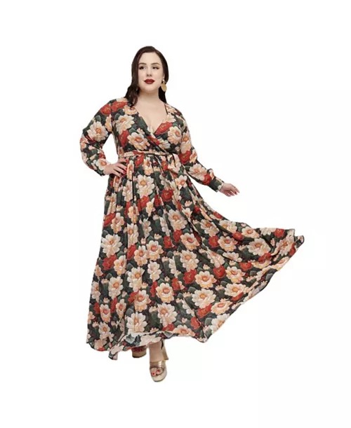 plus size 1970s farrah maxi dress
