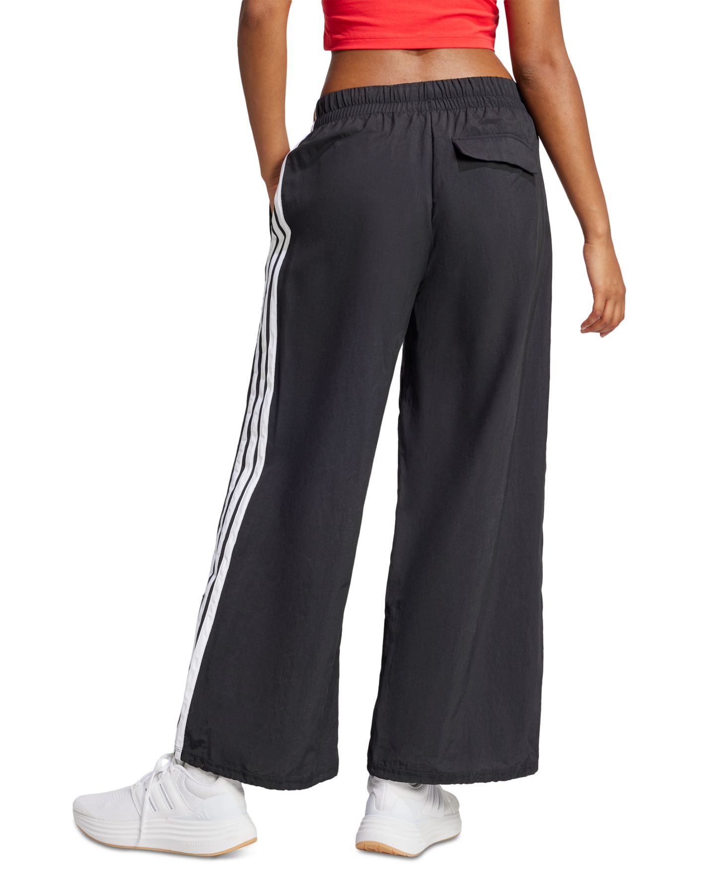Женские брюки adidas Three Stripe Parachute, цвет: Чёрный / Белый — фото 4