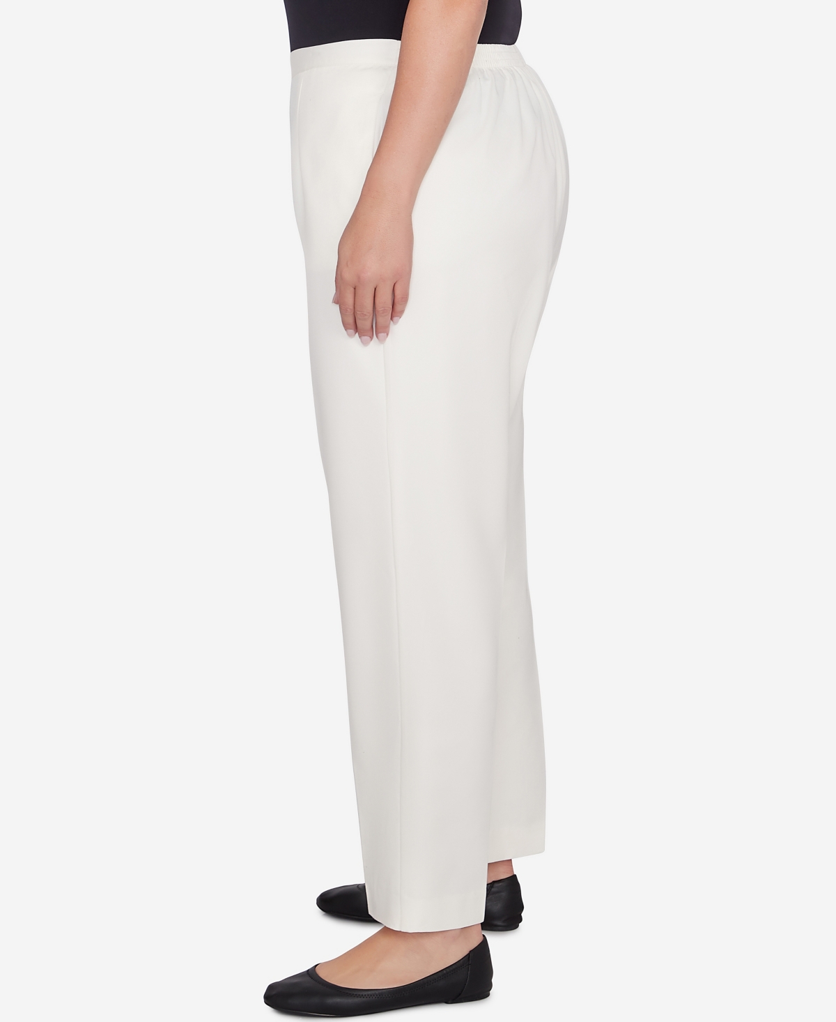 Alfred Dunner Plus Size Copenhagen Soft Heather Microfiber Average Length Pants In Winter White