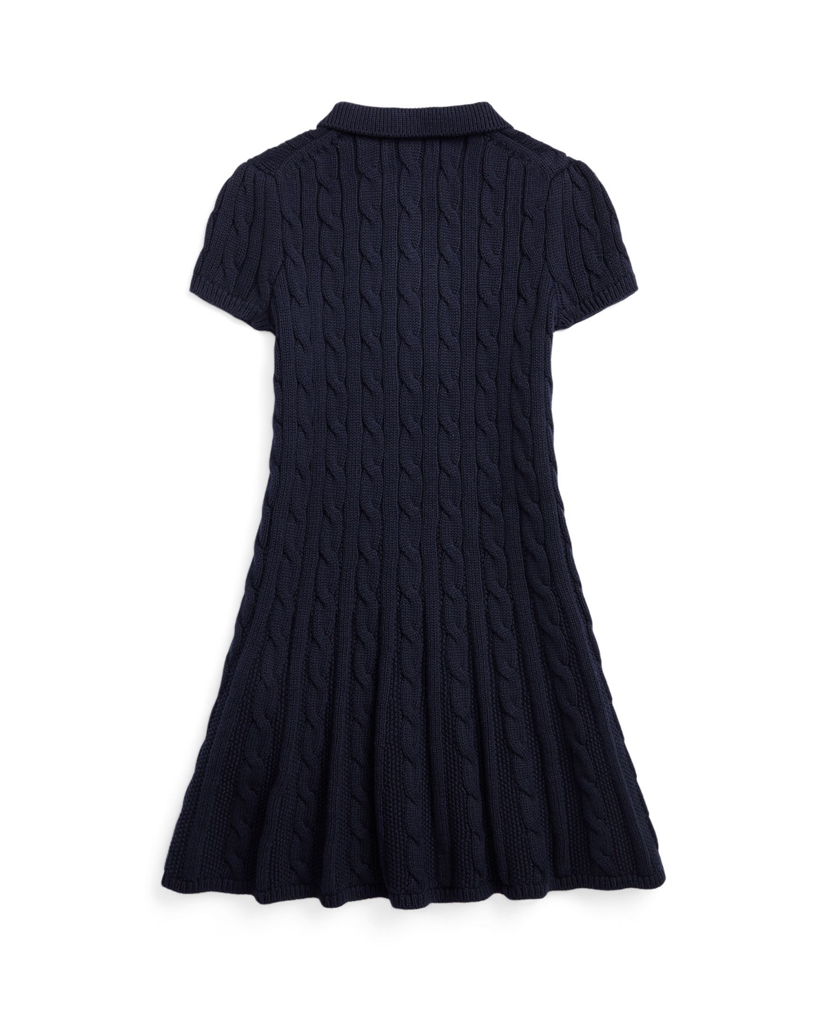 Polo Ralph Lauren Toddler and Little Girls Cable-Knit Cotton Polo Sweater Dress - RL Navy with Prch Cream