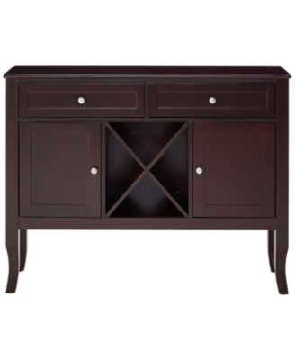 - 42"  Wood Morovis Wine Cabinet Breakfront Buffet Storage Console Table, Dark Cherry