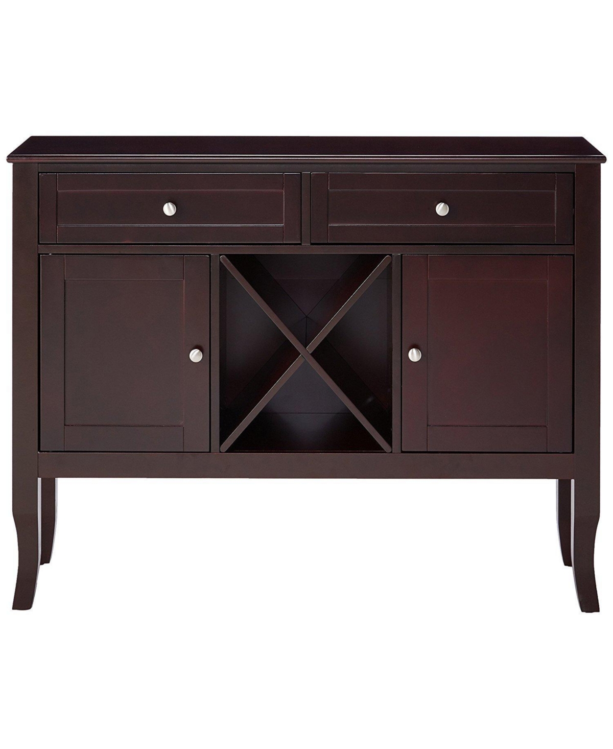 Kings Brand Furniture Morovis Wine Cabinet Breakfront Buffet Storage Console Table,- Dark cherry