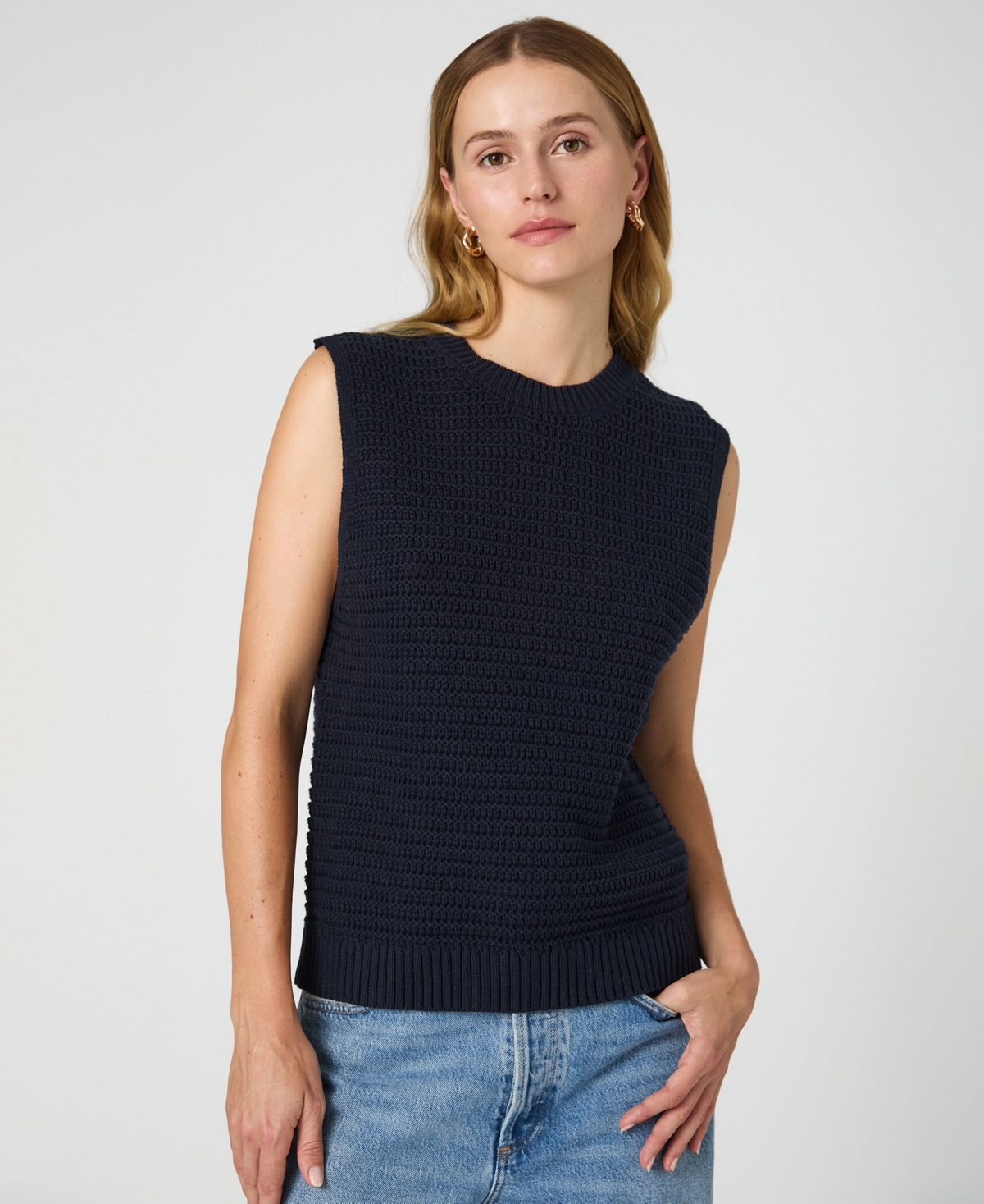Women's Manda Open-Knit Sleeveless Vest - Marine