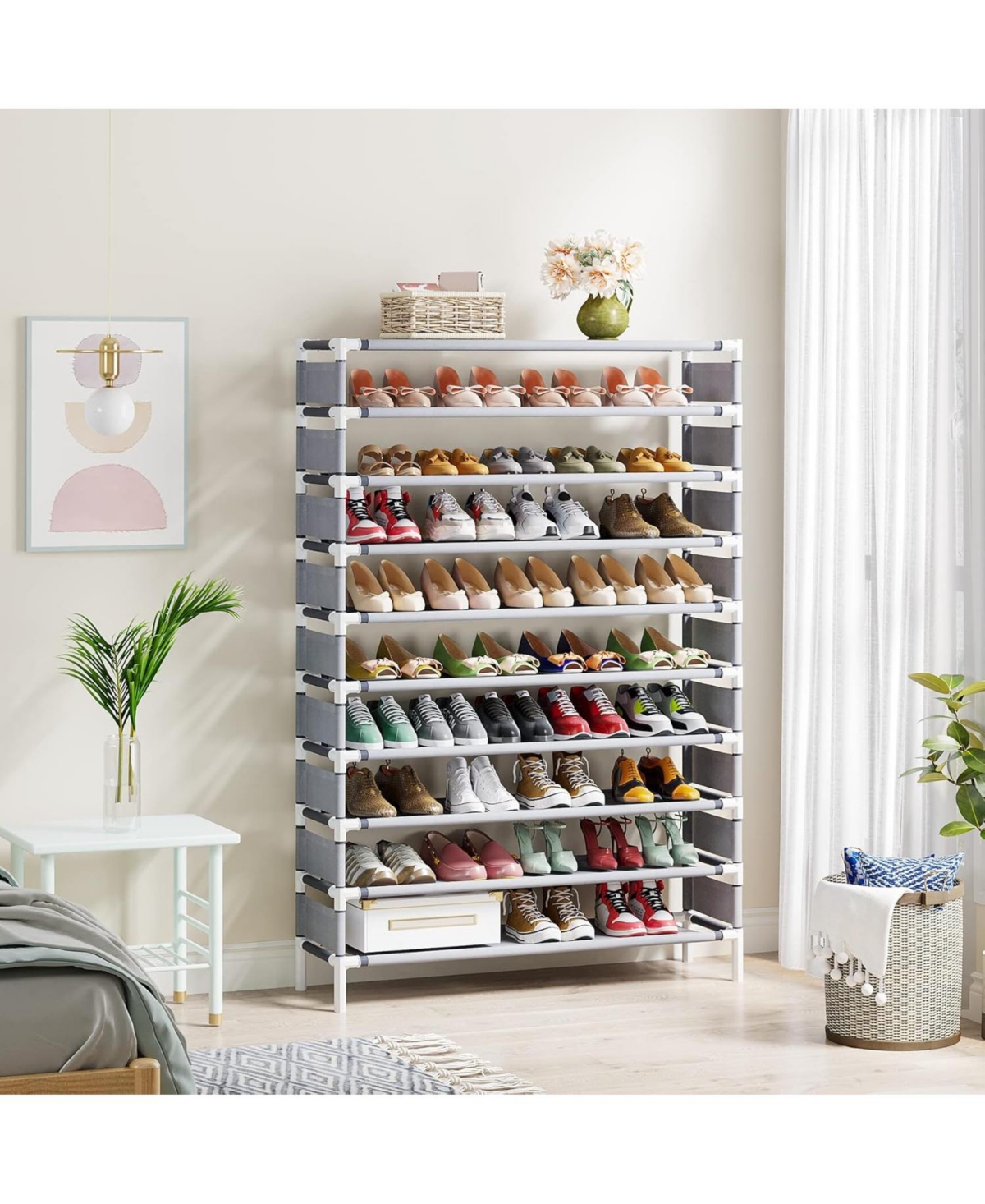Tribesigns Upgraded 10 Tiers Shoe Rack, Capacity Shoe Shelf, Tall Shoe Organizer for 50 Pairs, Space Saving Shoe Storage Rack