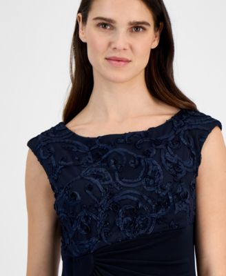 Petite Soutache Faux-Wrap Gown