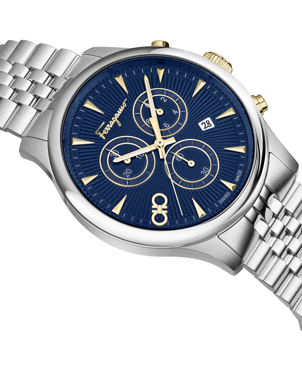 Ferragamo Men's Swiss Chronograph Duo Stainless Steel Bracelet Watch 42mm In Stainless