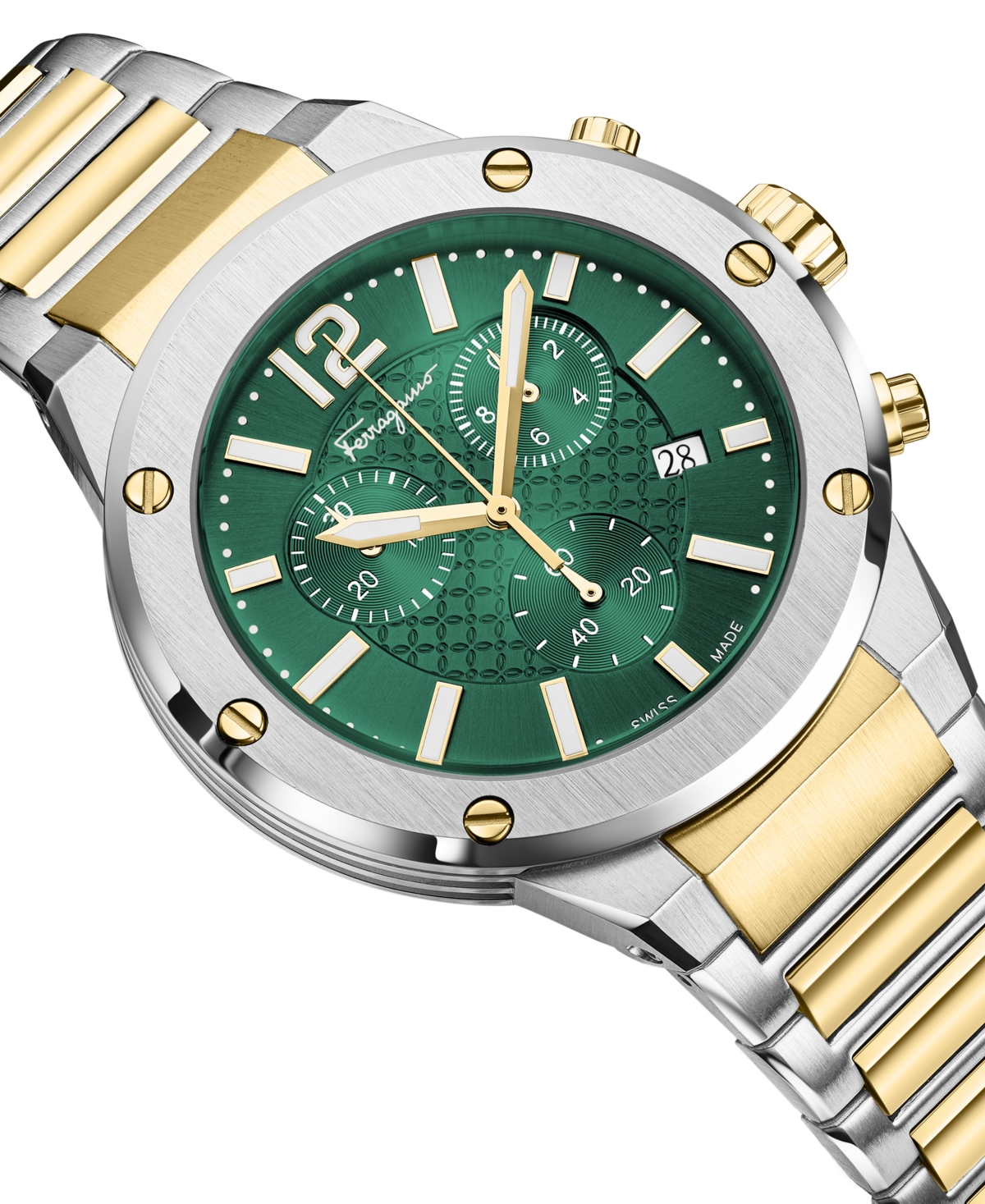 Ferragamo Men's Swiss Chronograph F-80 Two-tone Stainless Steel Bracelet Watch 42mm In Two Tone