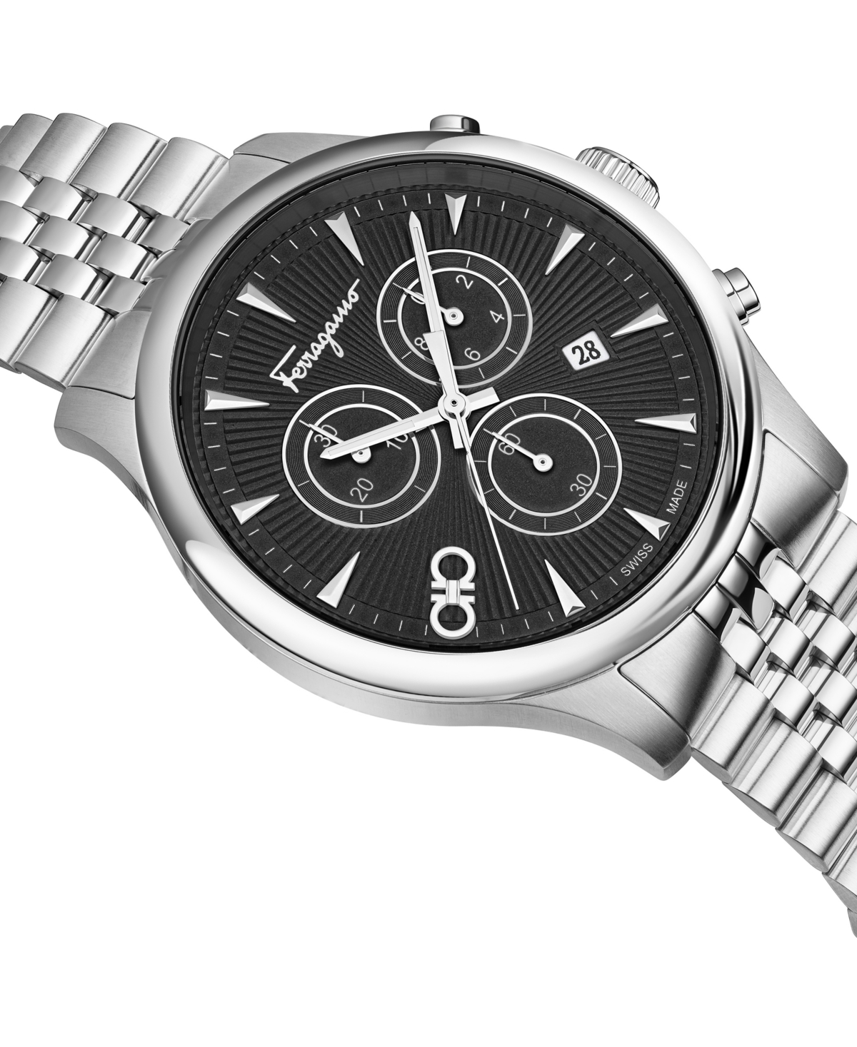 Ferragamo Men's Swiss Chronograph Duo Stainless Steel Bracelet Watch 42mm In Stainless