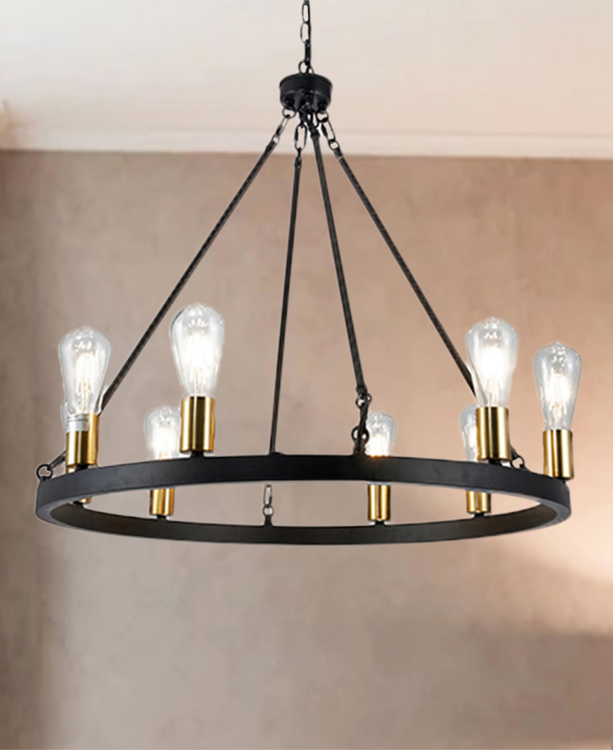 Home Accessories 27.6" Daryu 8-light Indoor Chandelier With Light Kit In Black