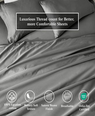 Luxurious 650-TC Egyptian Cotton 3 Piece Solid Deep Pocket Sheet Set, Twin