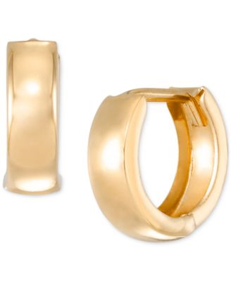 Polished Wide Huggie Hoop Earrings in 10k Gold