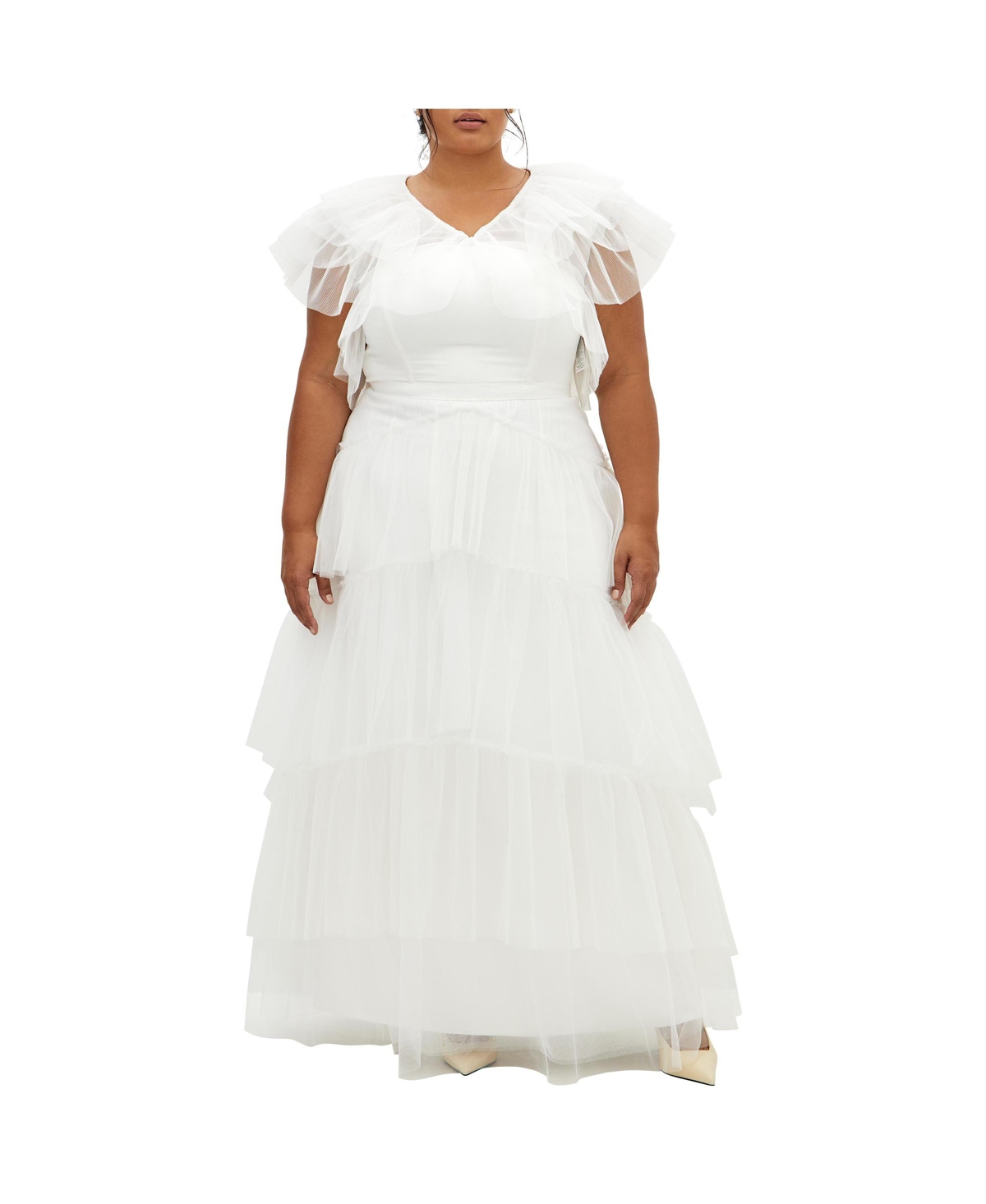 Plus Size Tulle Sweetheart Jacket - Coconut