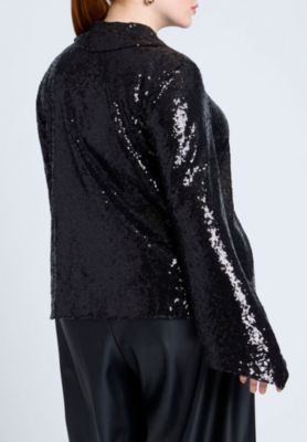 Women's Flare Sleeve Sequin Button Down