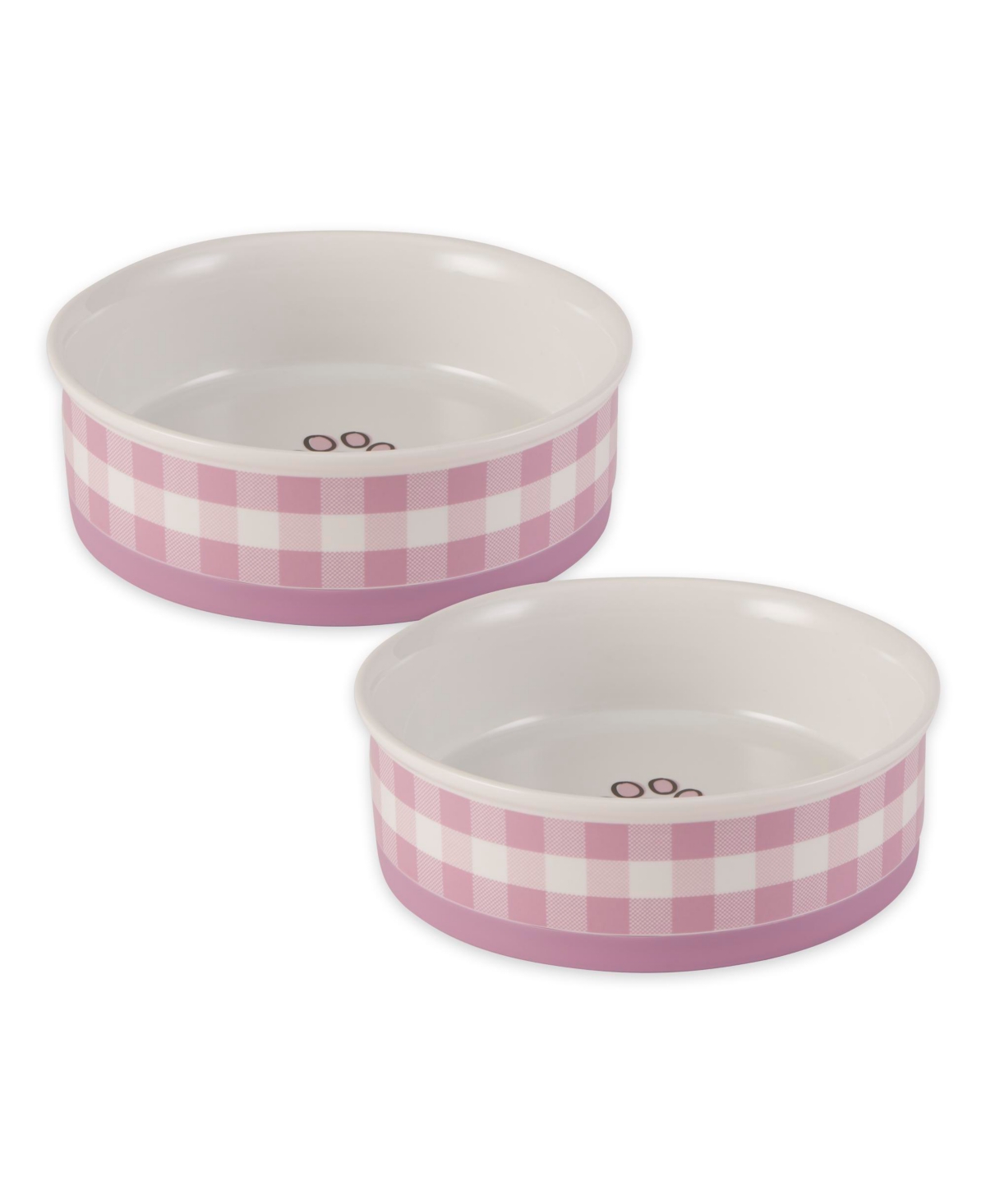 Petite Check Pet Bowl Set/2 - Desert sage green