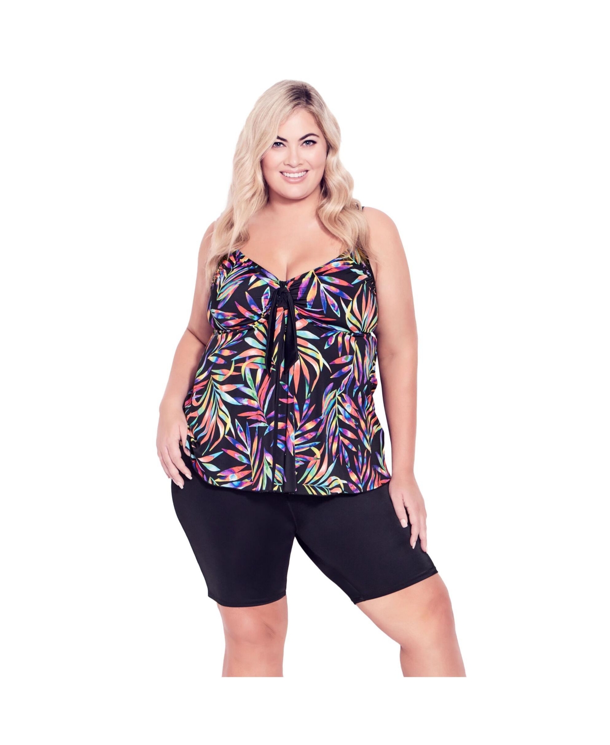 Women's Plus Size Fly Away Print Tankini Top - Prism foliage